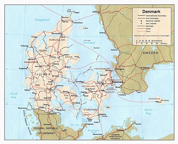 Mapa Politico de Dinamarca