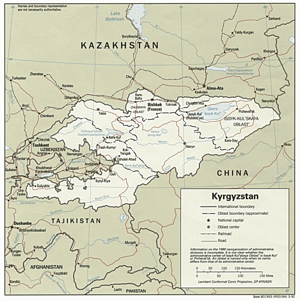 Mapa Politico de Kirguistán