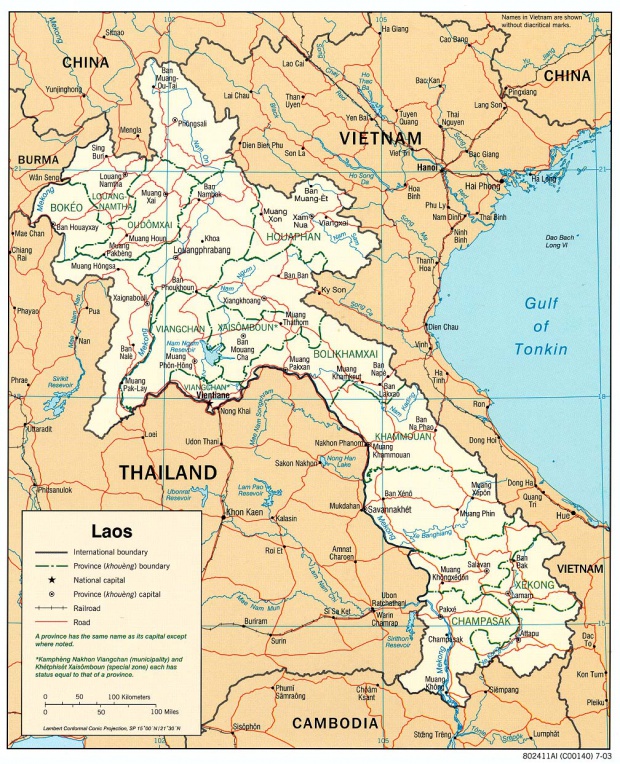 Mapa Politico de Laos