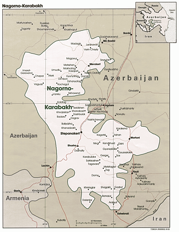 Mapa Politico de Nagorno Karabaj