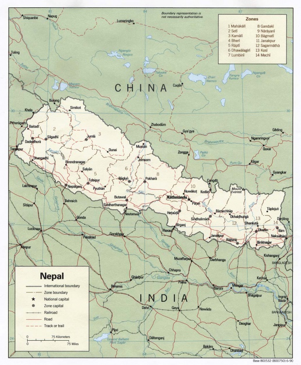 Mapa Politico de Nepal