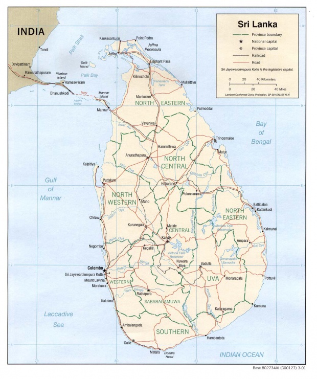 Mapa Politico de Sri Lanka