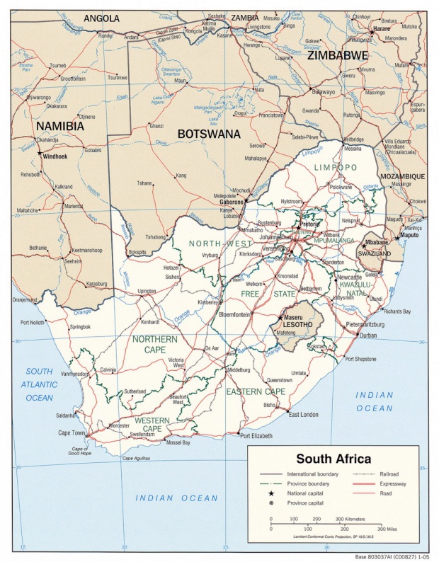 Mapa Politico de Sudáfrica