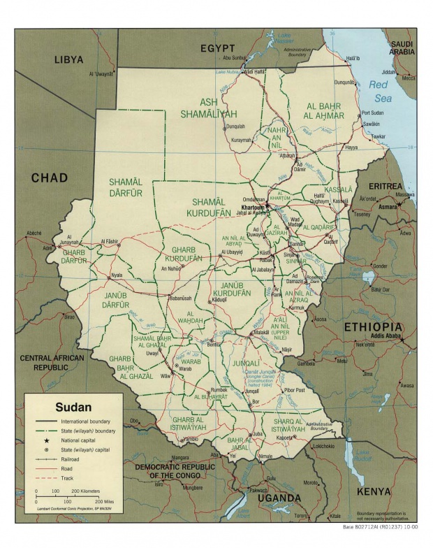 Mapa Politico de Sudán
