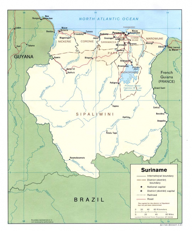 Mapa Político de Surinam