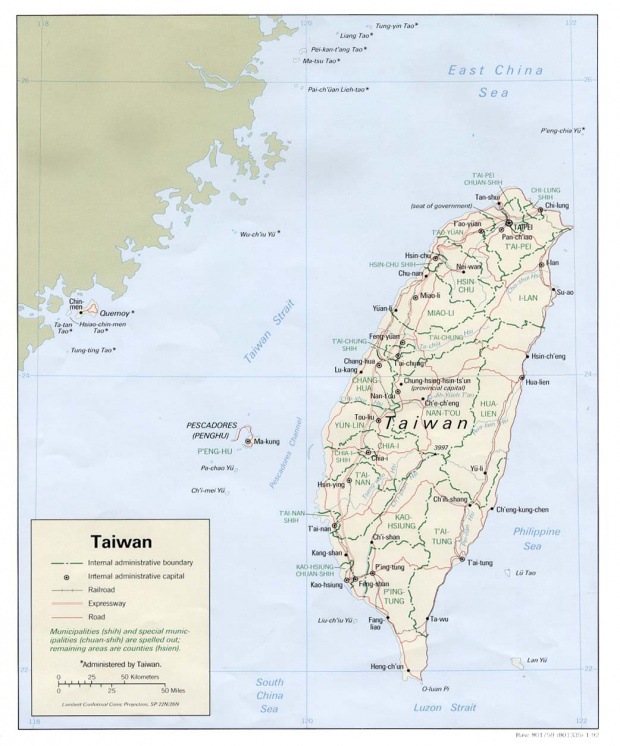 Mapa Politico de Taiwán