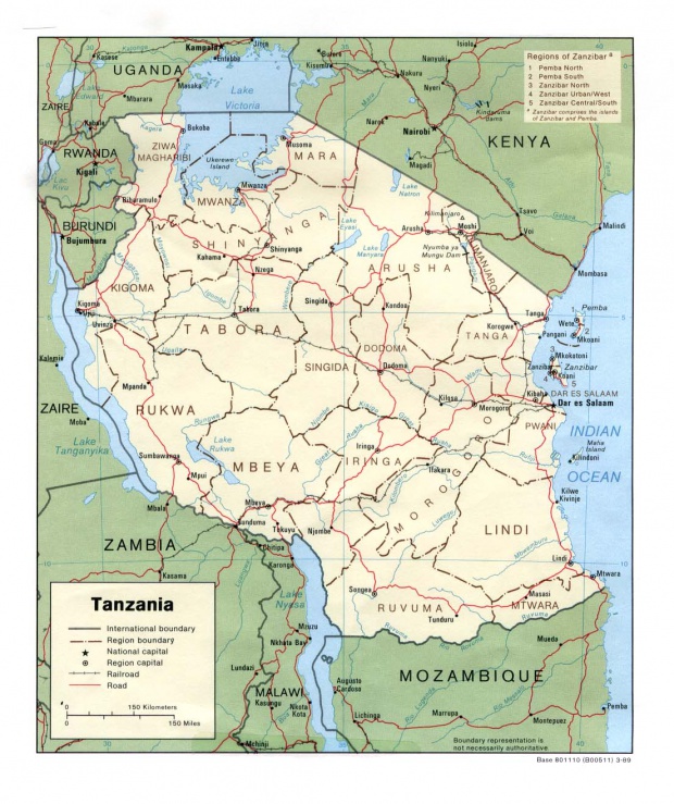 Mapa Politico de Tanzania