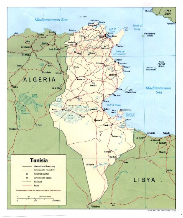 Mapa Politico de Túnez