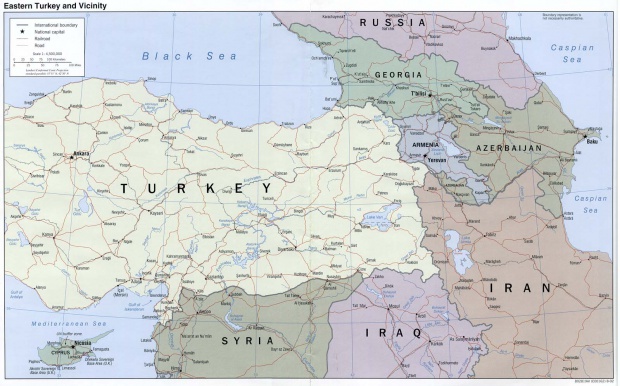 Mapa Politico de Turquía Oriental y Cercanías