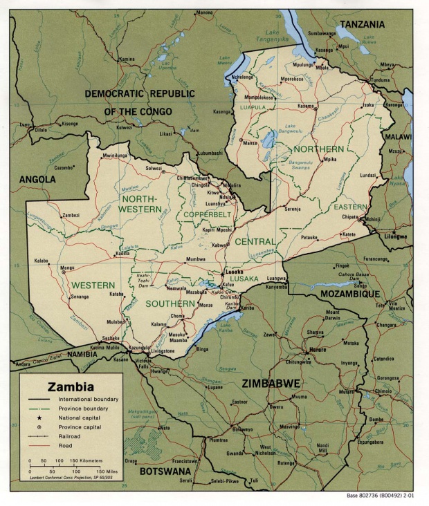 Mapa Politico de Zambia