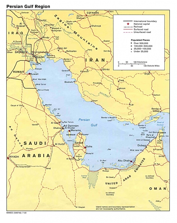 Mapa Politico de la Région del Golfo Pérsico
