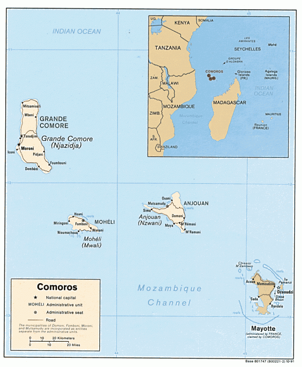 Mapa Politico de las Comoras
