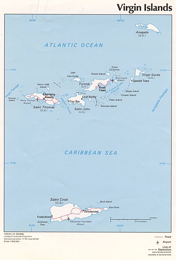 Mapa Político de las Islas Vírgenes de los Estados Unidos