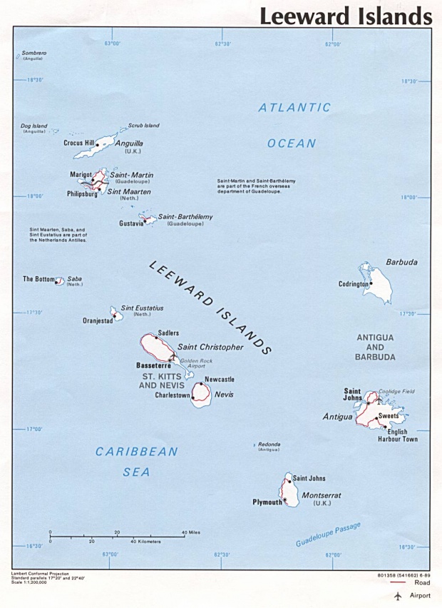 Mapa Político de las Islas de Barlovento