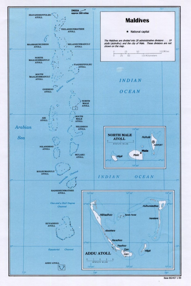 Mapa Politico de las Maldivas