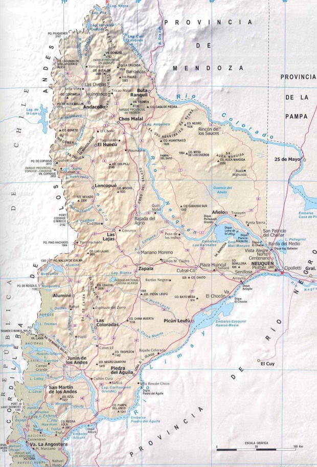 Mapa Provincia Neuquen, Argentina