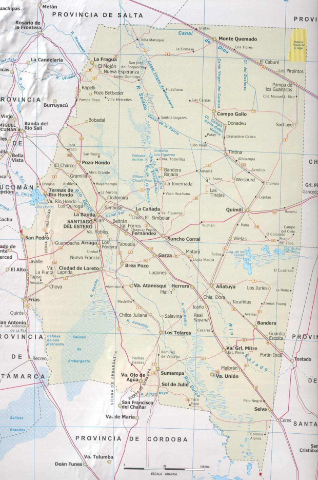 Mapa Provincia Santiago del Estero, Argentina
