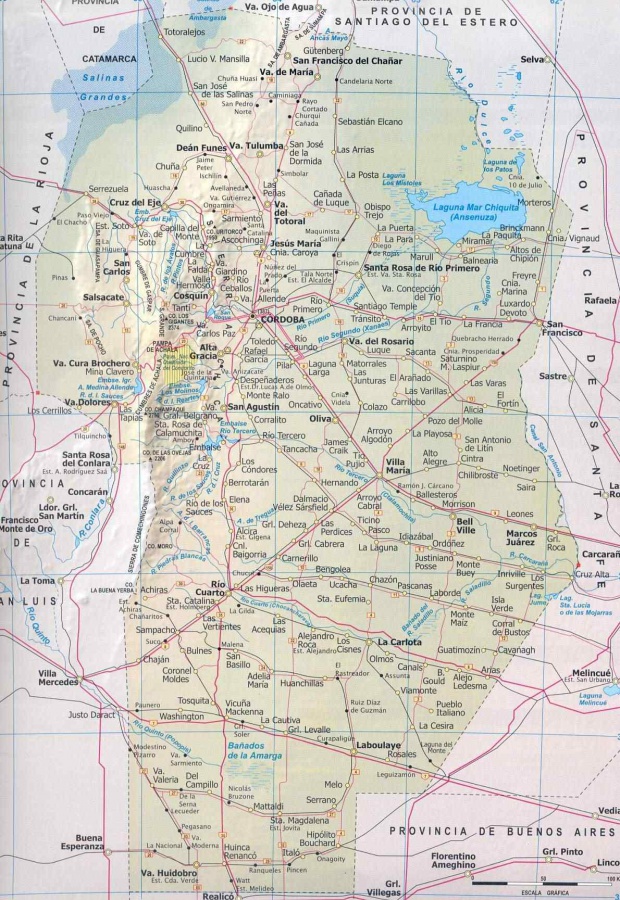 Mapa Provincia de Cordoba, Argentina