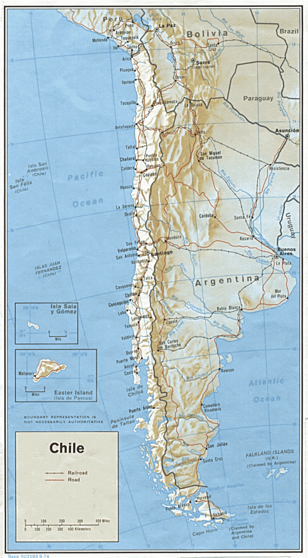 Mapa Relieve Sombreado de Chile