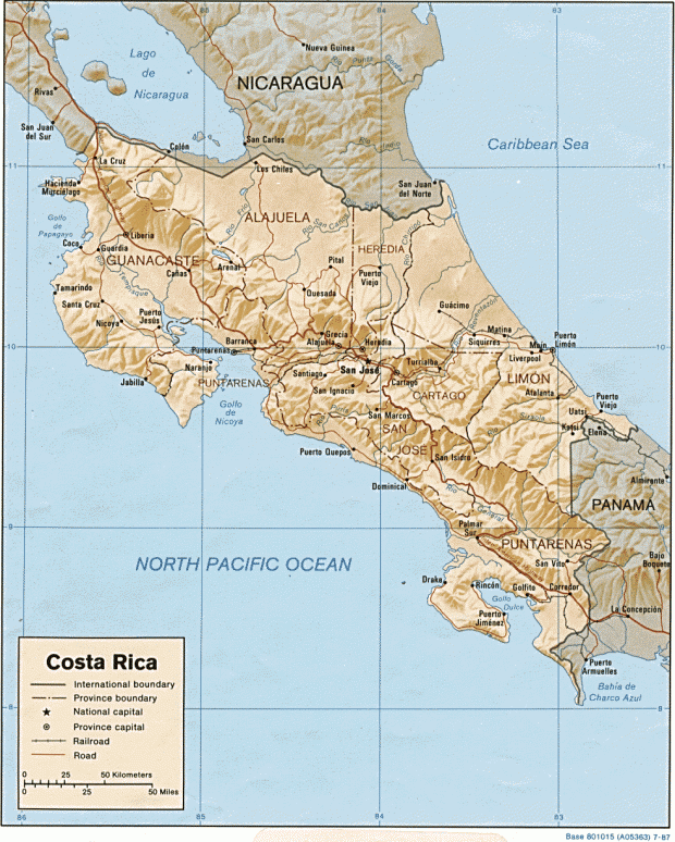 Mapa Relieve Sombreado de Costa Rica