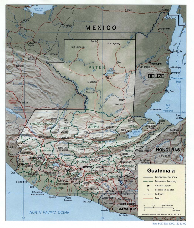 Mapa Relieve Sombreado de Guatemala