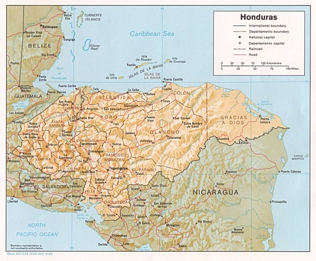 Mapa Relieve Sombreado de Honduras