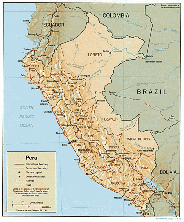 Mapa Relieve Sombreado de Perú