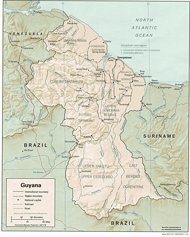 Mapa Relieve Sombreado de la Guyana
