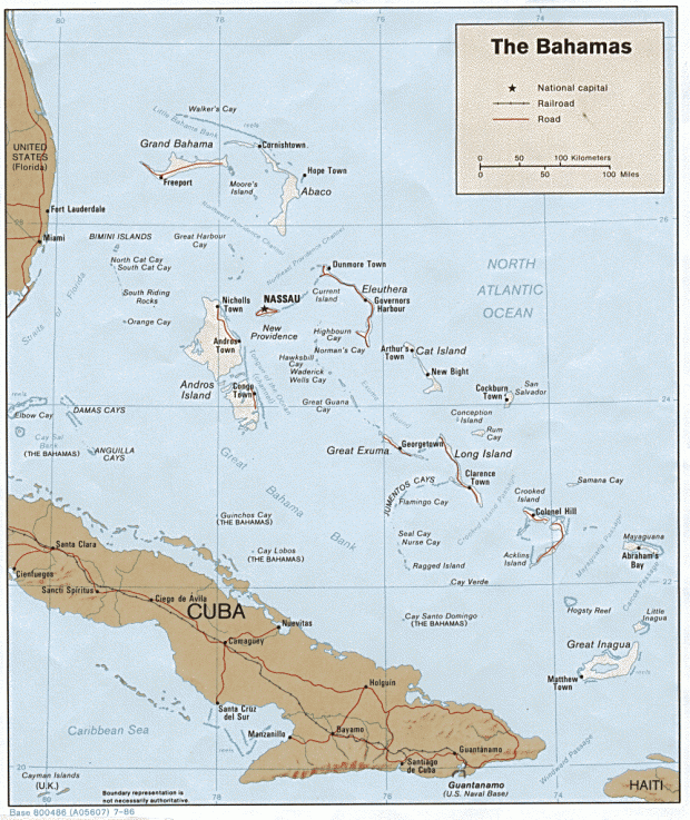 Mapa Relieve Sombreado de las Bahamas