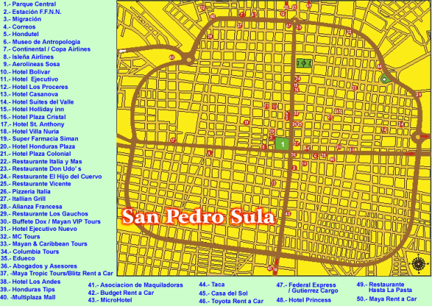 Mapa San Pedro Sula, Departamento de Cortes, Honduras
