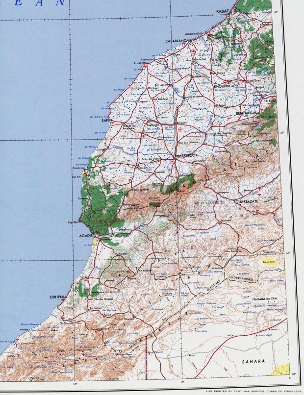 Mapa Topográfico de Marruecos Occidental
