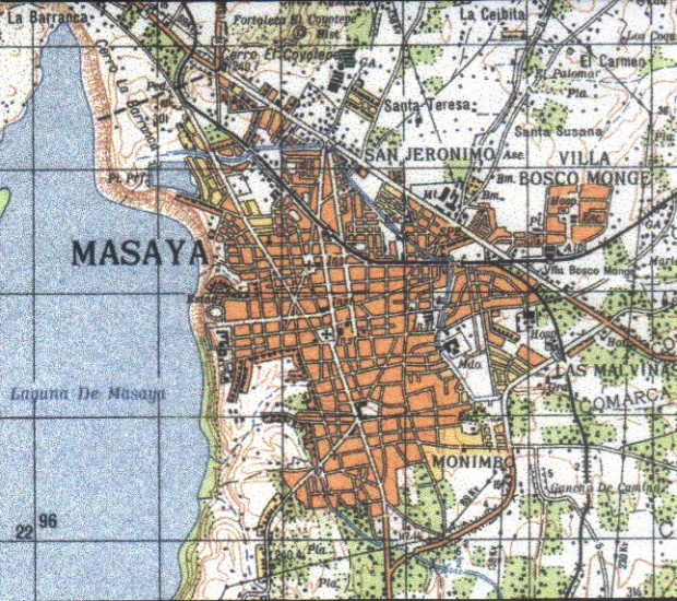 Mapa Topográfico de Masaya, Nicaragua