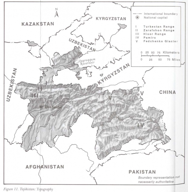 Mapa Topográfico de Tayikistán