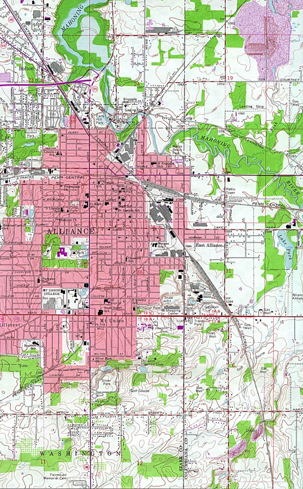 Mapa Topográfico de la Ciudad de Alliance, Ohio, Estados Unidos
