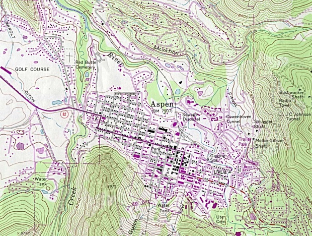 Mapa Topográfico de la Ciudad de Aspen, Colorado, Estados Unidos