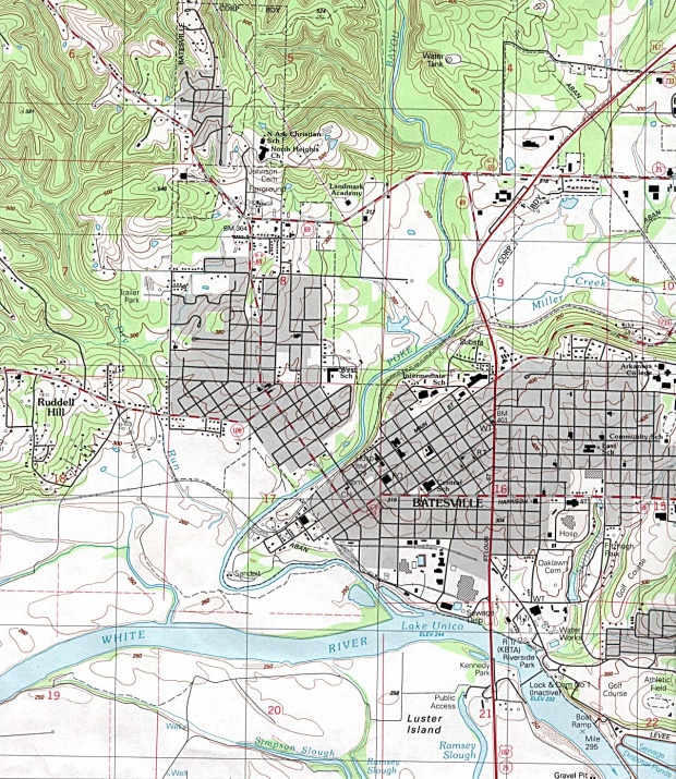 Mapa Topográfico de la Ciudad de Batesville, Arkansas, Estados Unidos