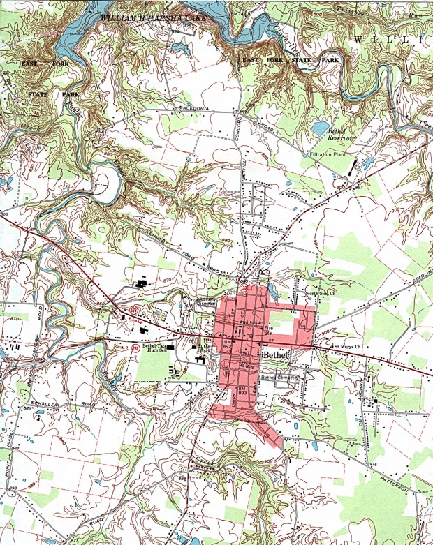 Mapa Topográfico de la Ciudad de Bethel, Ohio, Estados Unidos
