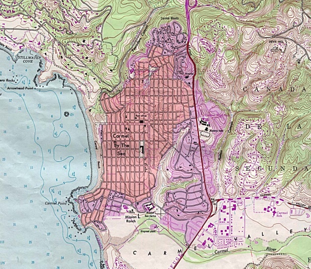 Mapa Topográfico de la Ciudad de Carmel by The Sea, California, Estados Unidos