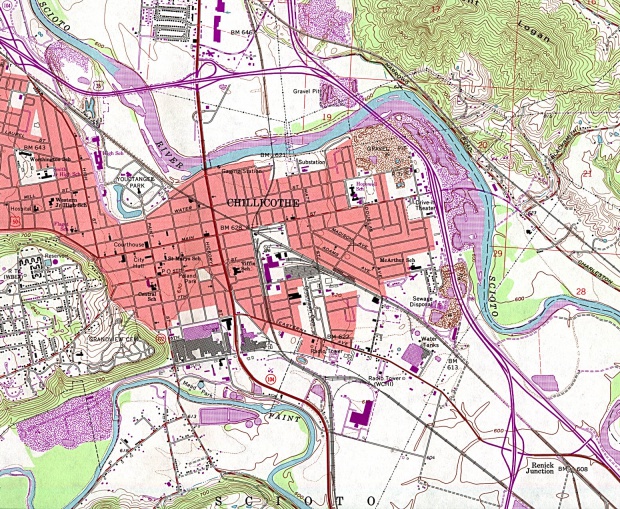 Mapa Topográfico de la Ciudad de Chillicothe, Ohio, Estados Unidos