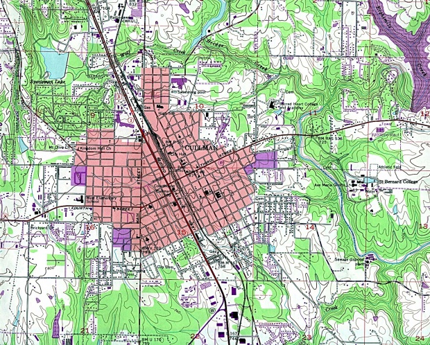 Mapa Topográfico de la Ciudad de Cullman, Alabama, Estados Unidos