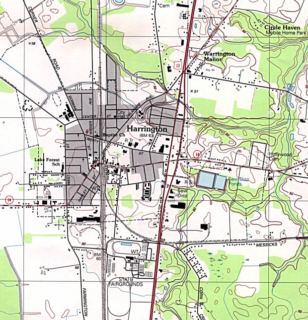 Mapa Topográfico de la Ciudad de Harrington, Delaware, Estados Unidos