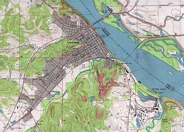 Mapa Topográfico de la Ciudad de Luisiana, Missouri, Estados Unidos