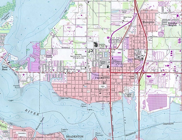 Mapa Topográfico de la Ciudad de Palmetto, Florida, Estados Unidos