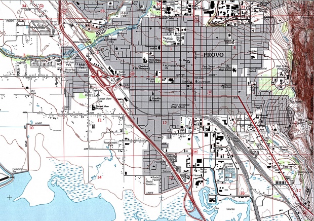 Mapa Topográfico de la Ciudad de Provo, Utah, Estados Unidos