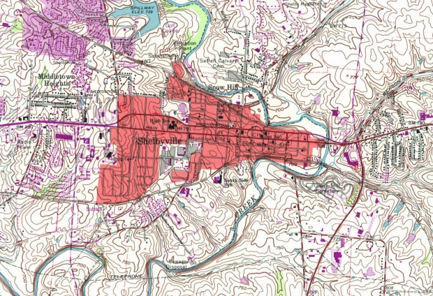 Mapas fisicos de Shelbyville