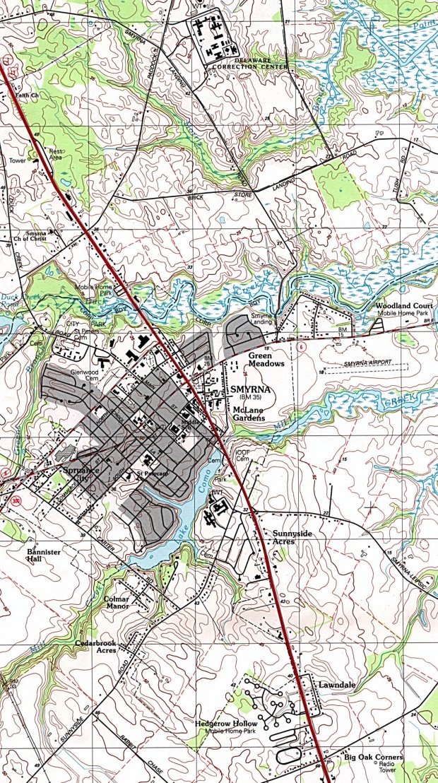 Mapa Topográfico de la Ciudad de Smyrna, Delaware, Estados Unidos