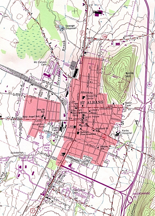 Mapa Topográfico de la Ciudad de St.Albans, Vermont, Estados Unidos