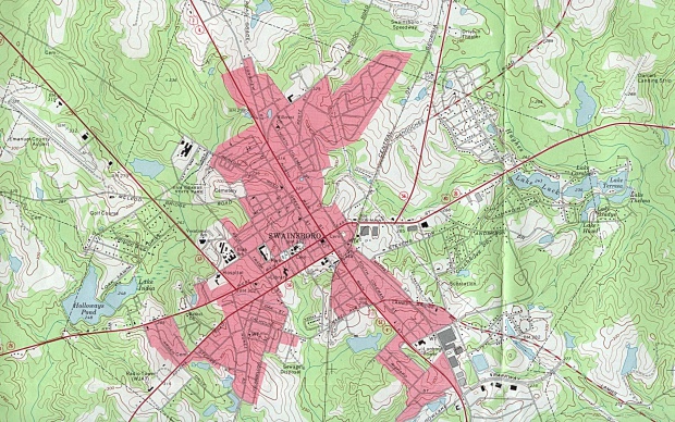 Mapa Topográfico de la Ciudad de Swainsboro, Georgia, Estados Unidos