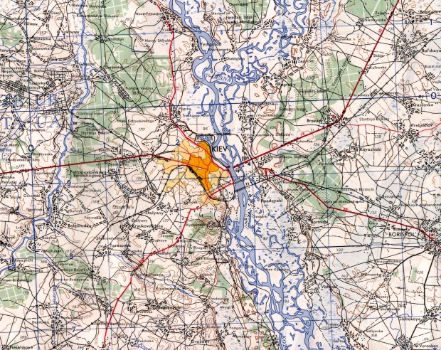 Mapa Topográfico de la Región de Kiev, Ucrania 1953