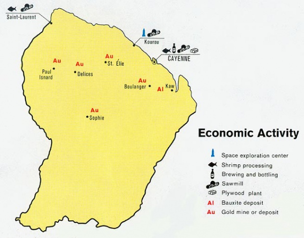 Mapa de Actividad Económica de Guayana Francesa